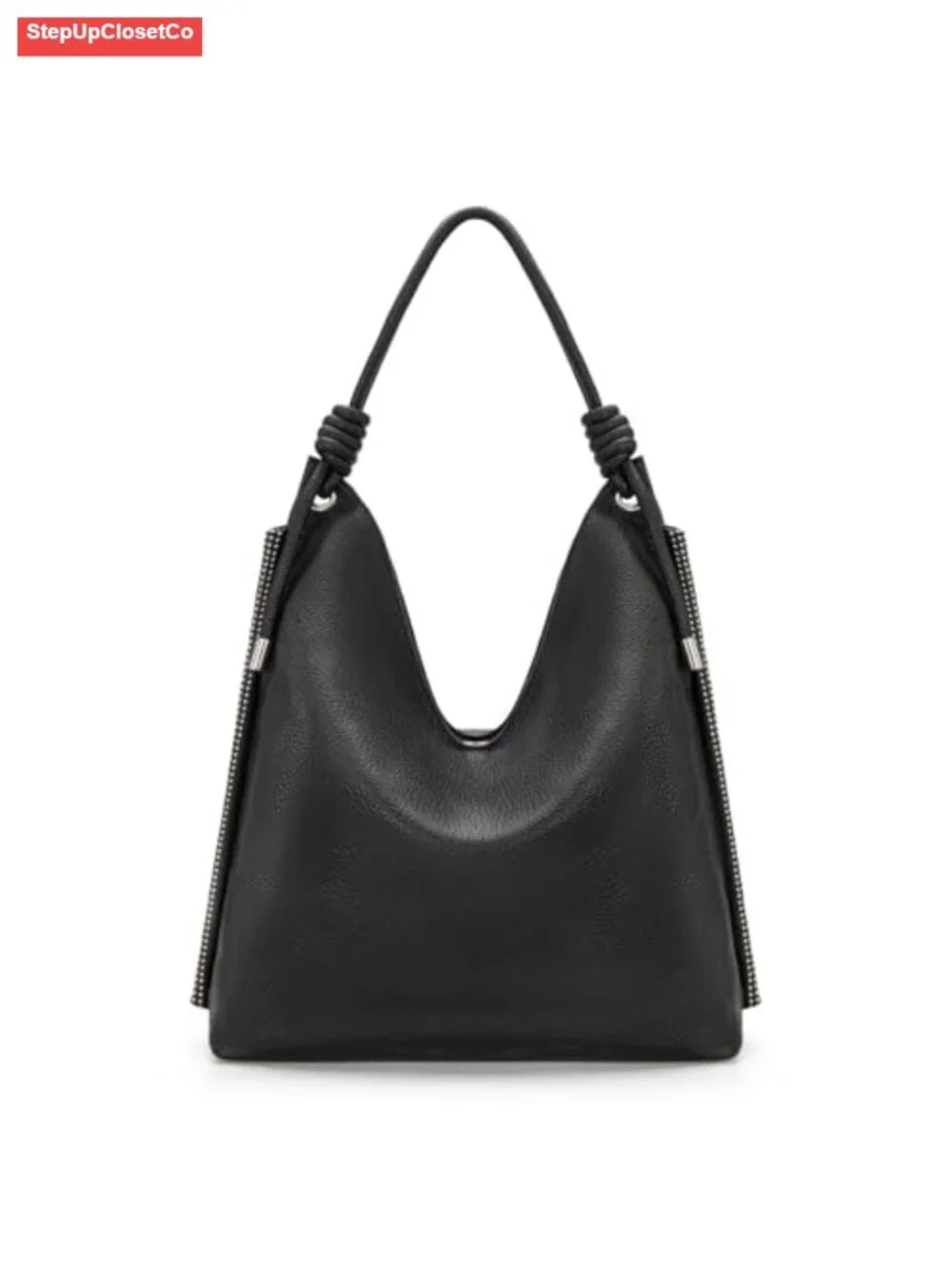 Faux Leather Slouchy Hobo Bag with Knotted Top Handle, Large Women's Shoulder